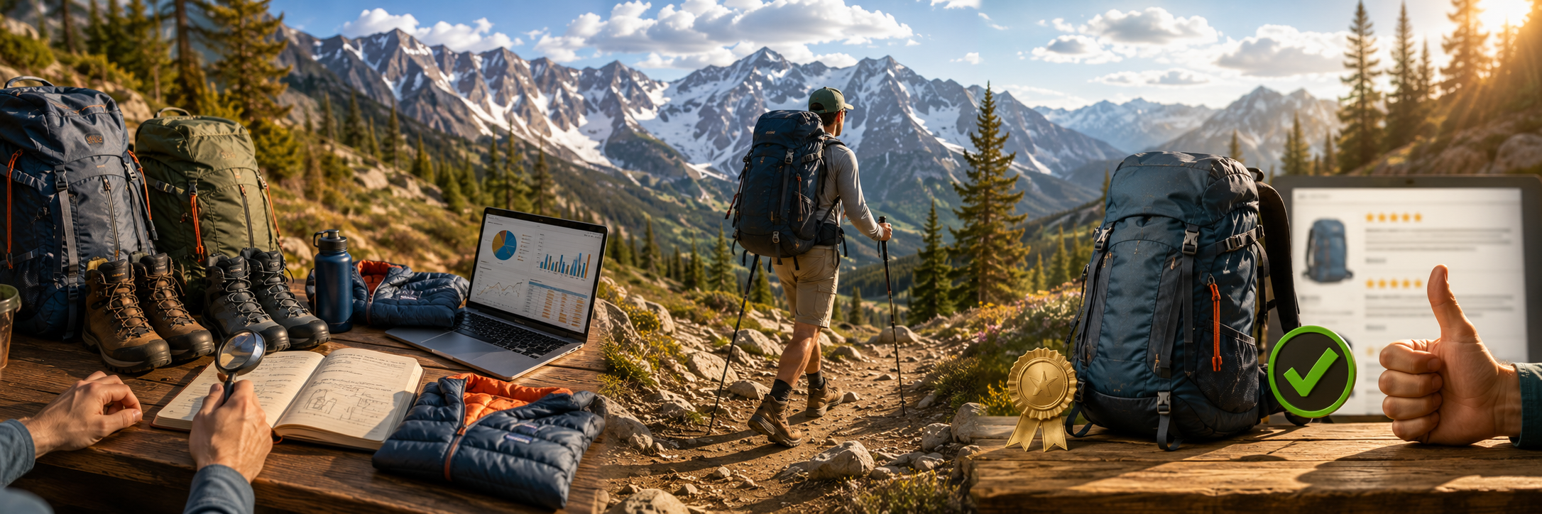 Our process: researching and comparing gear, testing it in the field, then recommending the best pick